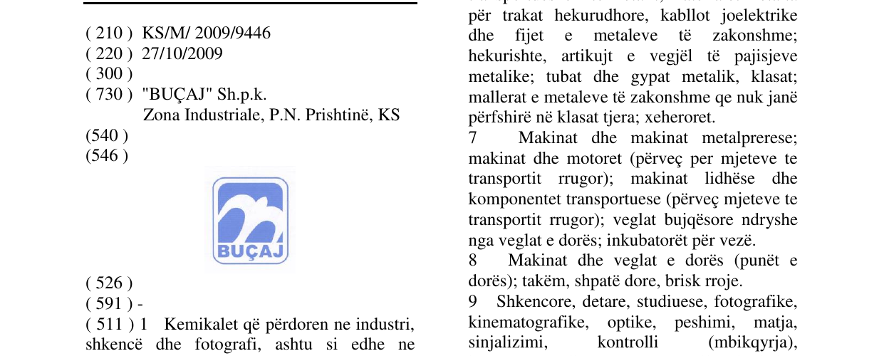 Zëri i markës BUÇAJ në buletin
