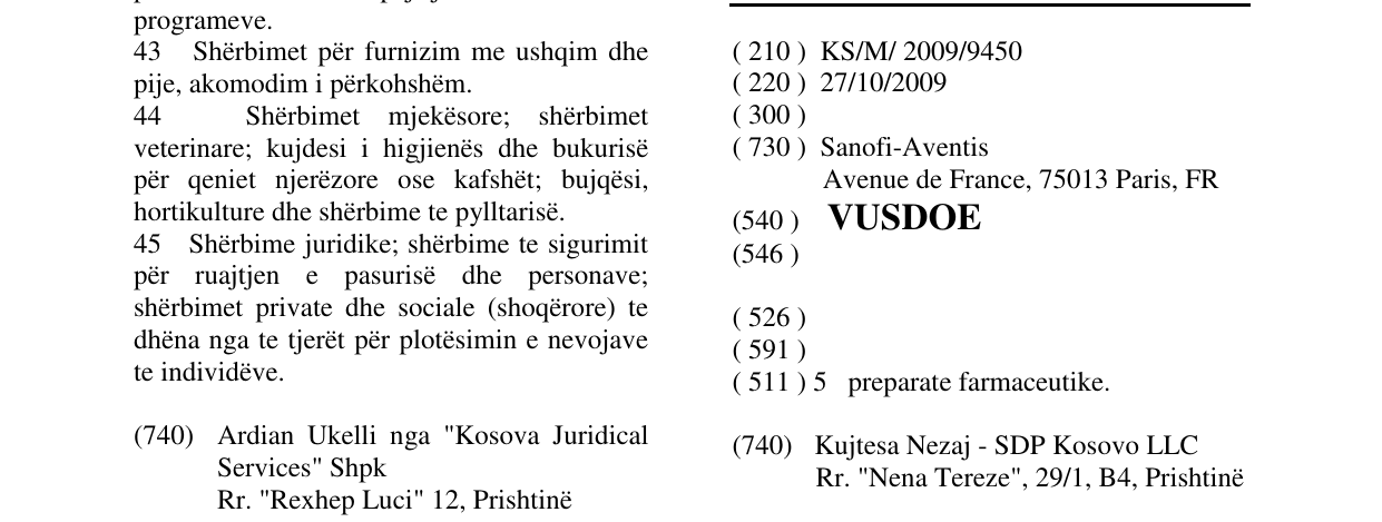 Zëri i markës VUSDOE në buletin