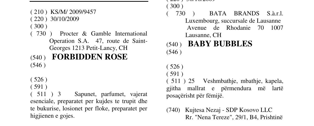 Zëri i markës FORBIDDEN ROSE në buletin