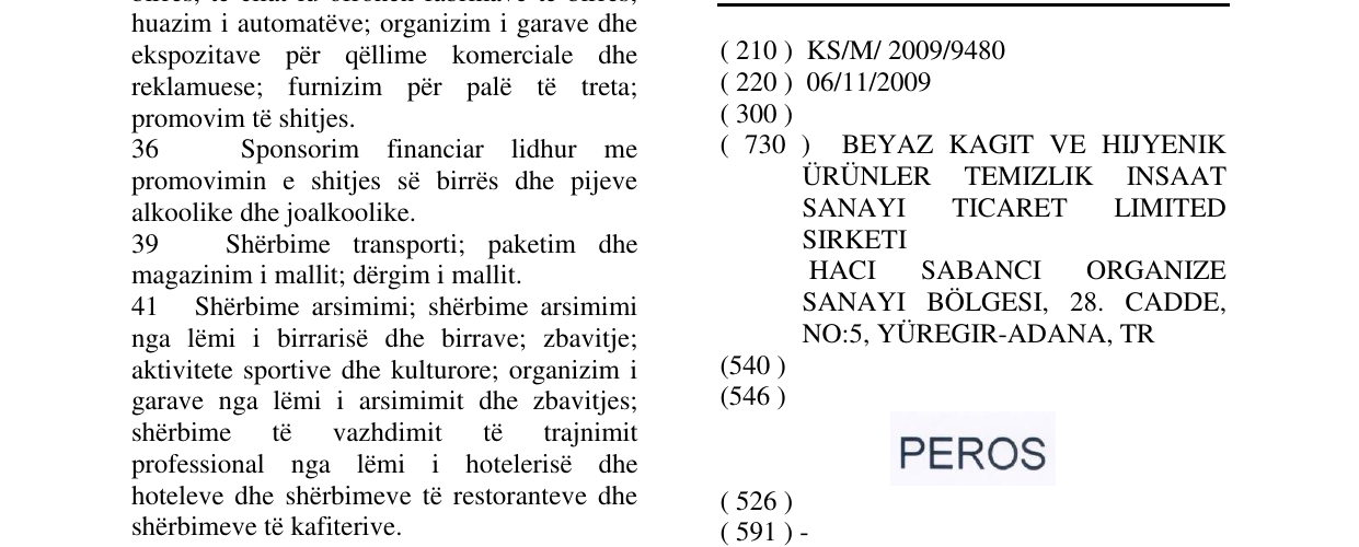 Zëri i markës PEROS në buletin