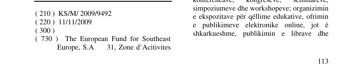 Zëri i markës EFSE në buletin