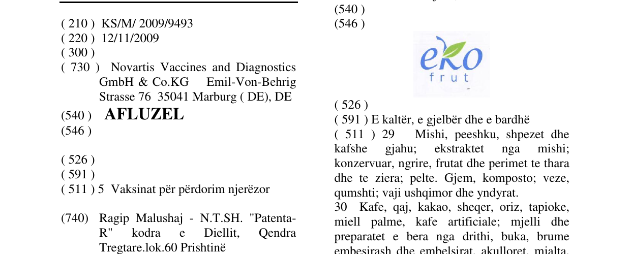 Zëri i markës AFLUZEL në buletin