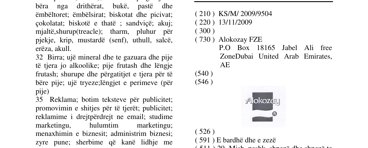 Zëri i markës Alokozay në buletin