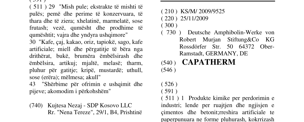Zëri i markës CAPATHERM në buletin