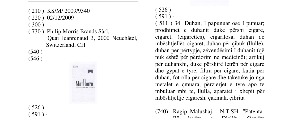 Zëri i markës Marlboro në buletin