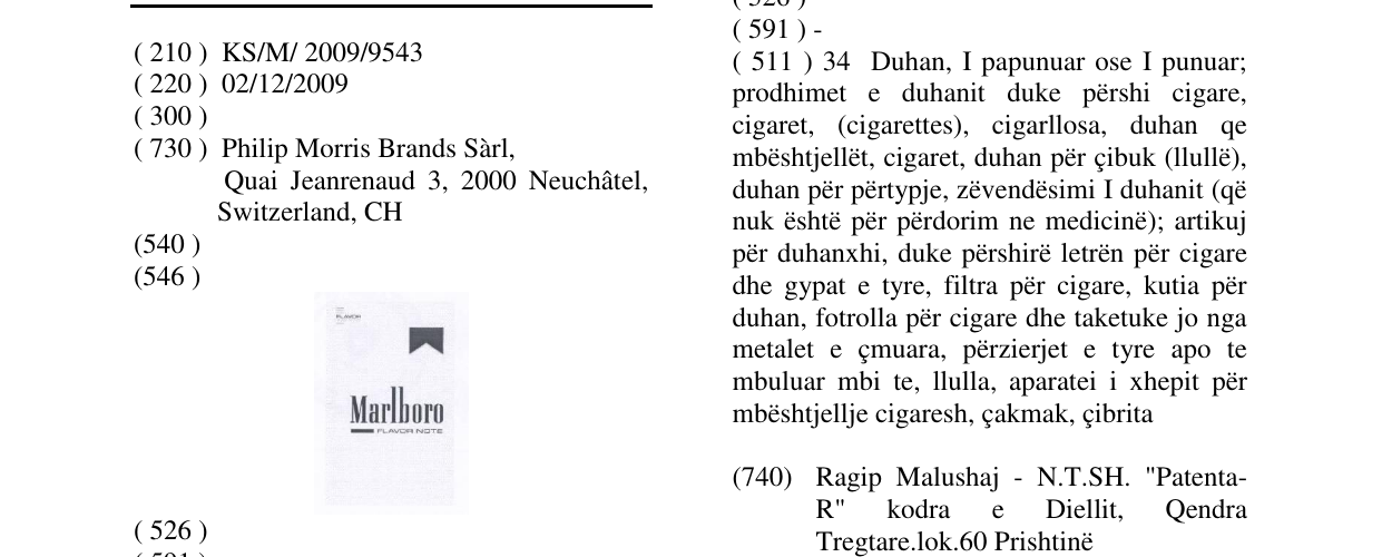 Zëri i markës Marlboro në buletin