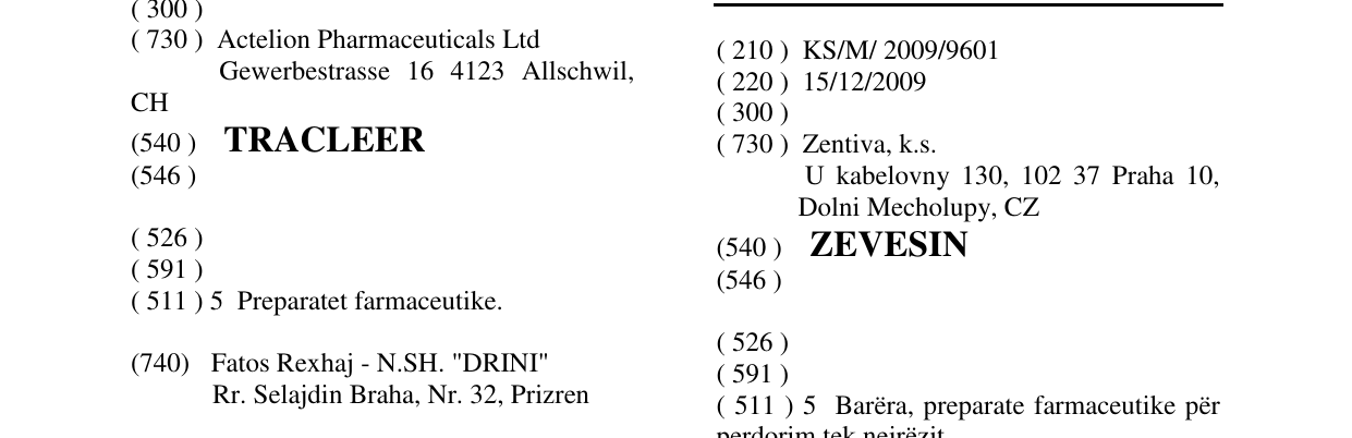 Zëri i markës ZEVESIN në buletin
