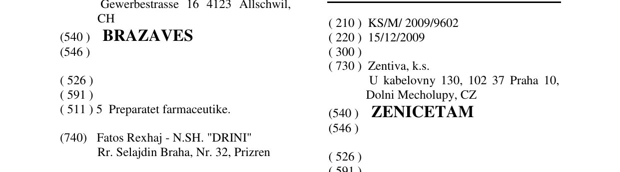 Zëri i markës ZENICETAM në buletin