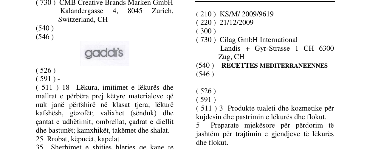 Zëri i markës RECETTES MEDITERRANEENNES në buletin