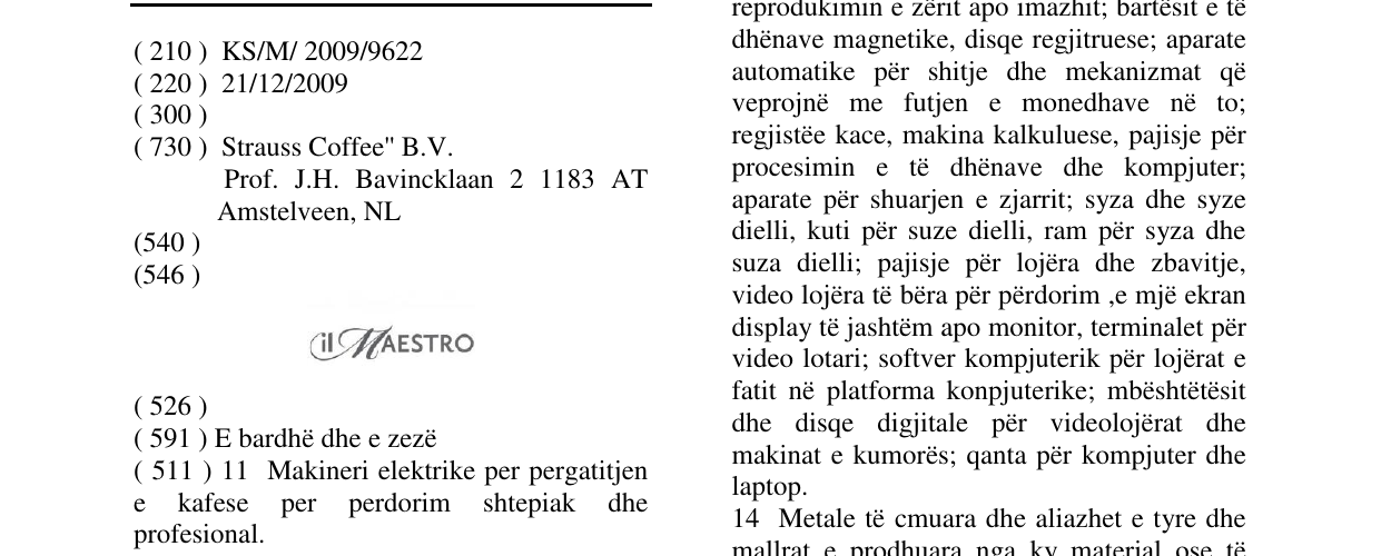 Zëri i markës il MAESTRO në buletin