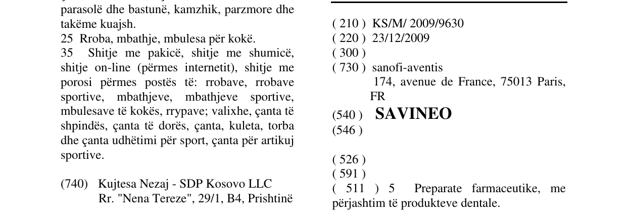 Zëri i markës SAVINEO në buletin