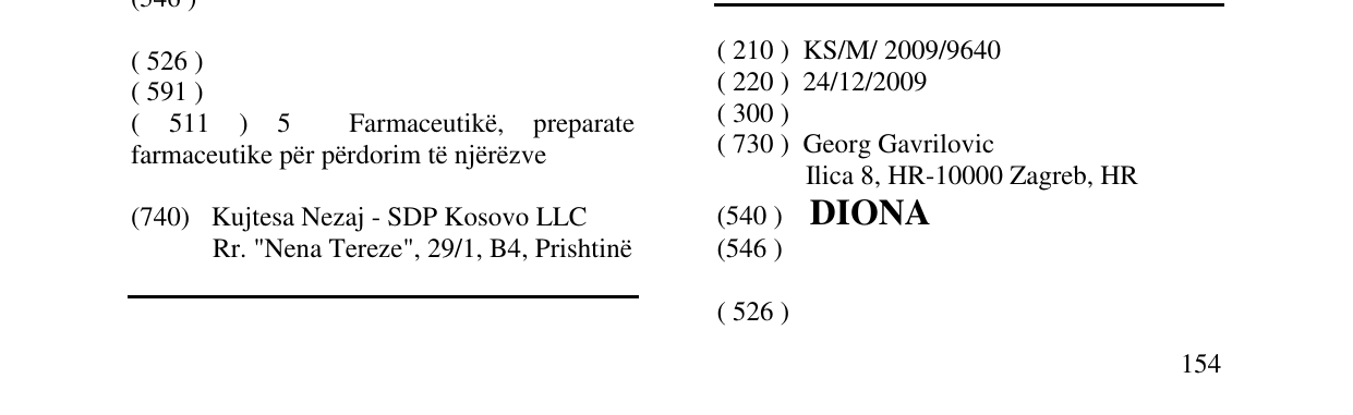 Zëri i markës DIONA në buletin