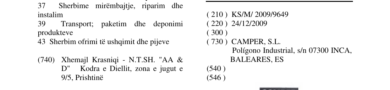 Zëri i markës CAMPER në buletin