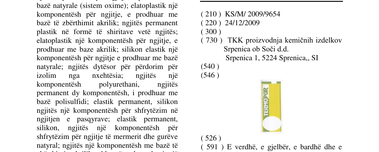 Zëri i markës TERMOPUR në buletin