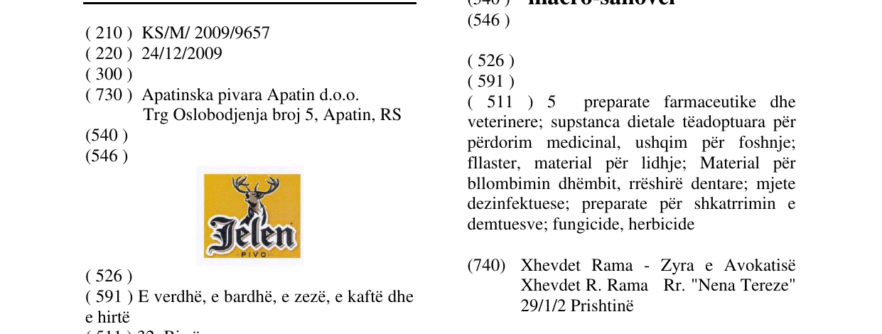Zëri i markës Jelen PIVO në buletin