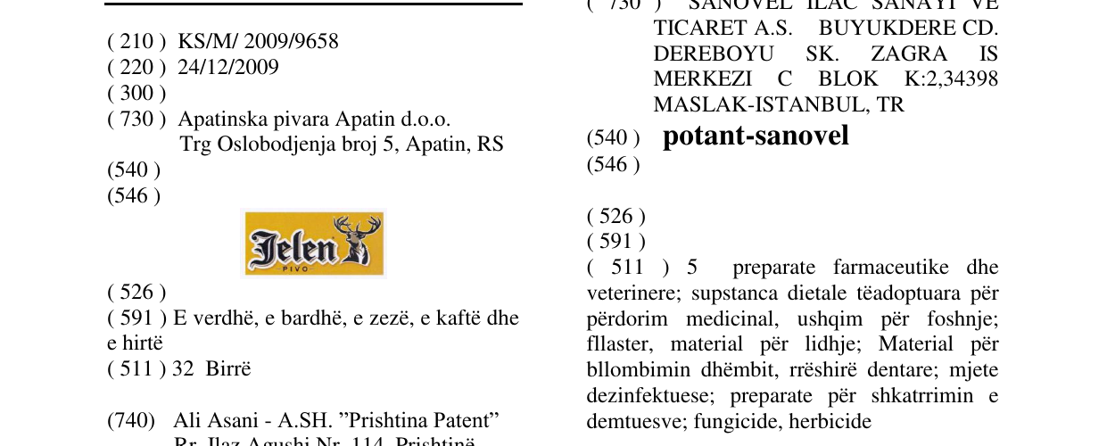 Zëri i markës Jelen PIVO në buletin