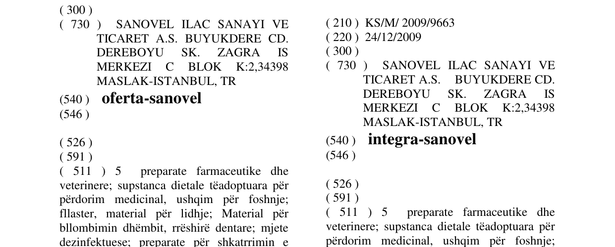 Zëri i markës integra-sanovel në buletin