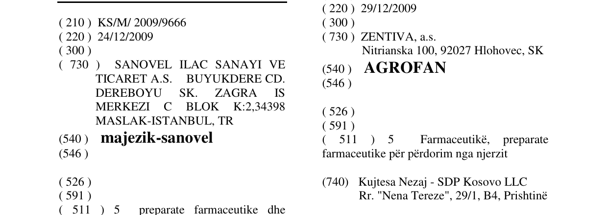 Zëri i markës majezik-sanovel në buletin