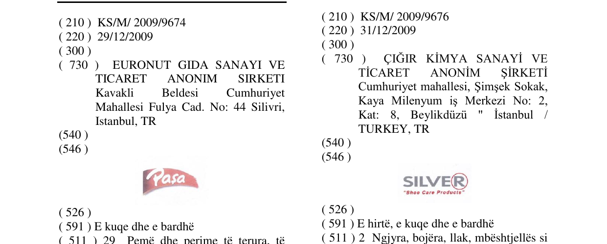 Zëri i markës Paşa në buletin