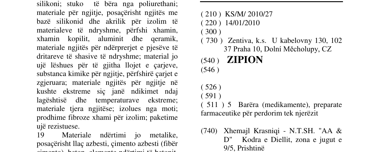 Zëri i markës ZIPION në buletin
