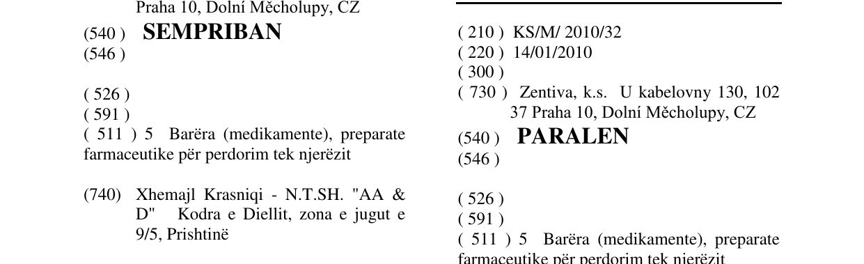 Zëri i markës PARALEN në buletin