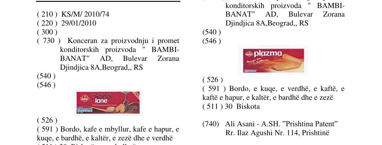 Zëri i markës CHOCO lane në buletin