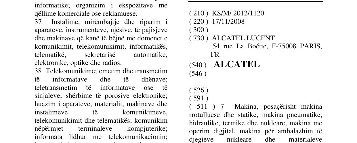 Zëri i markës ALCATEL në buletin