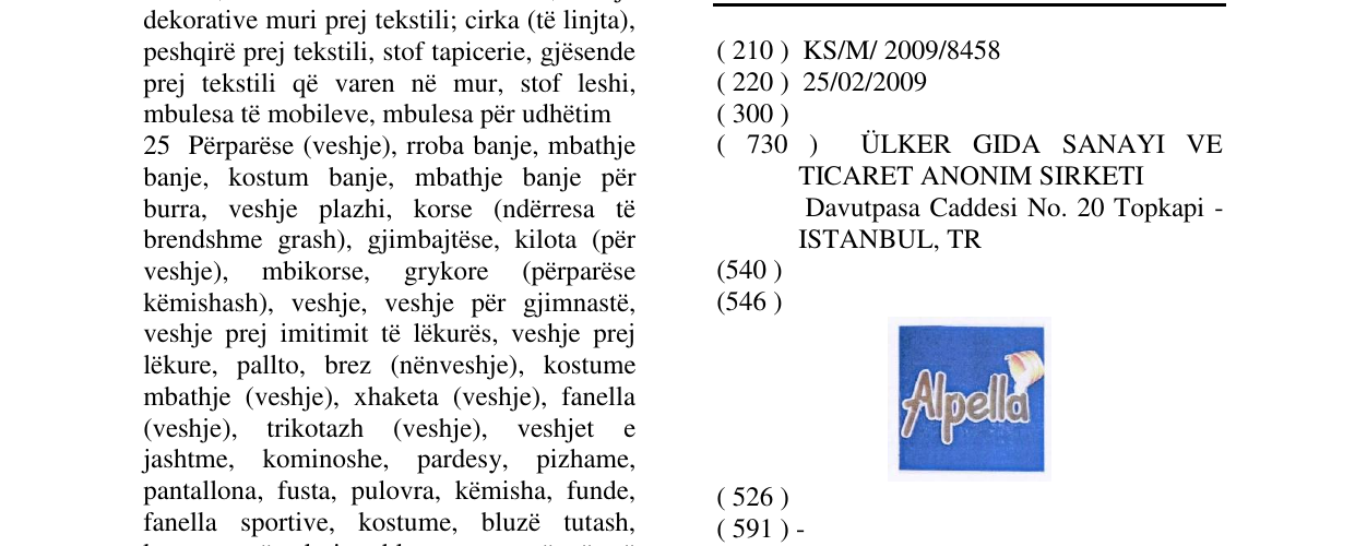 Zëri i markës Alpella në buletin