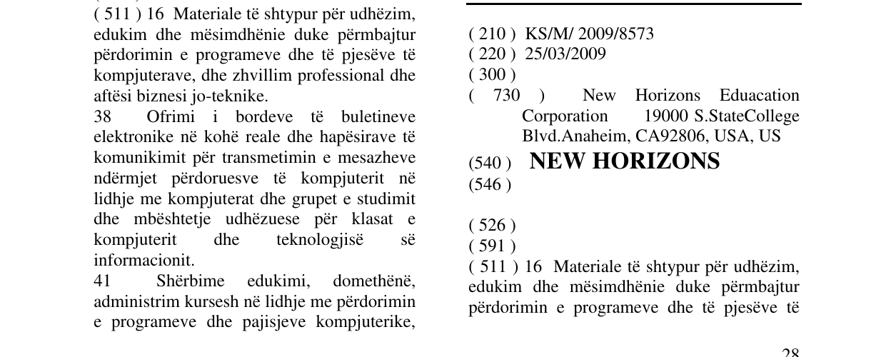 Zëri i markës NEW HORIZONS në buletin