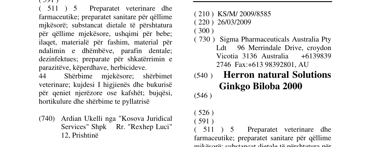 Zëri i markës Herron natural Solutions Ginkgo Biloba 2000 në buletin