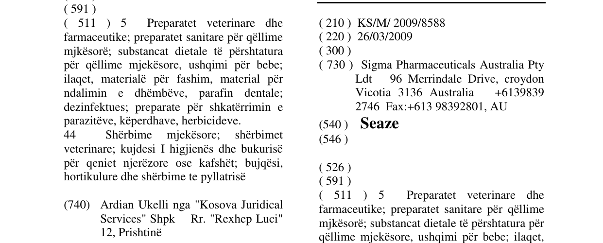 Zëri i markës Seaze në buletin