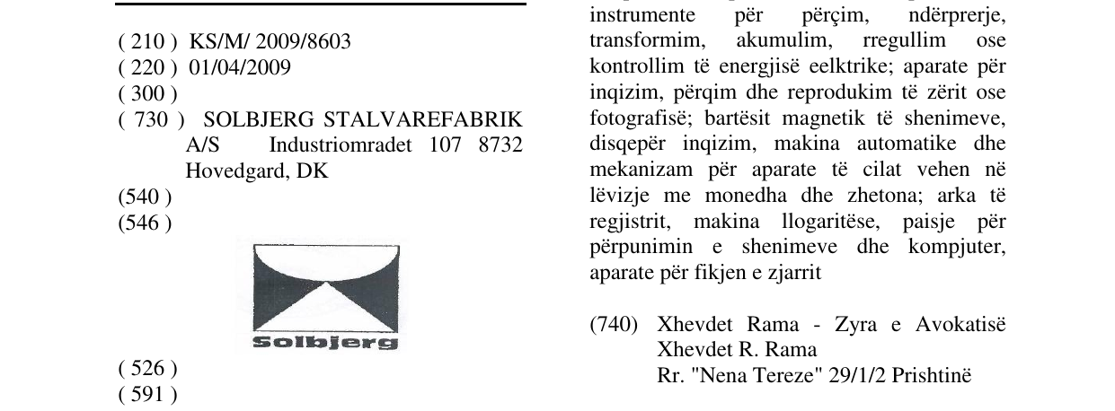 Zëri i markës SOLBJERG në buletin