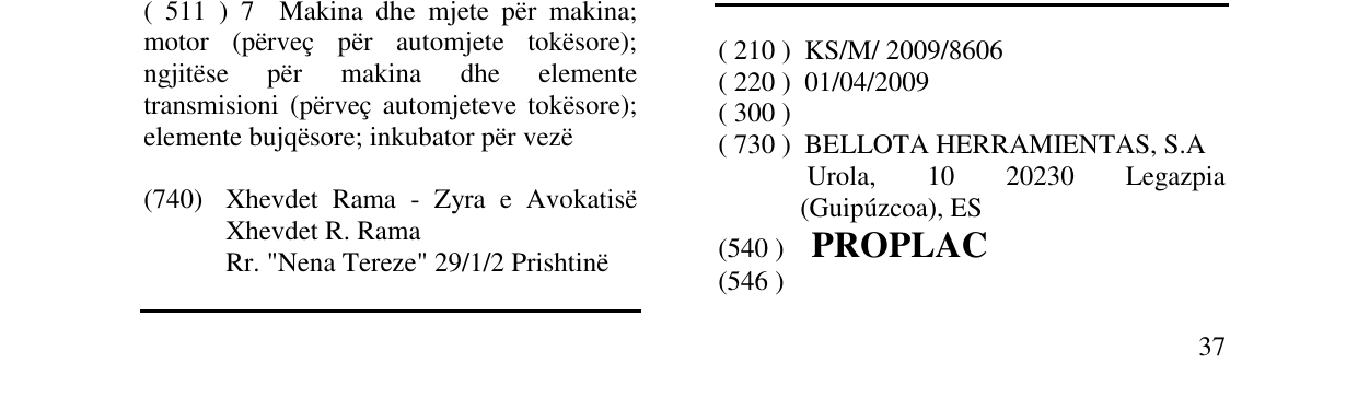 Zëri i markës PROPLAC në buletin