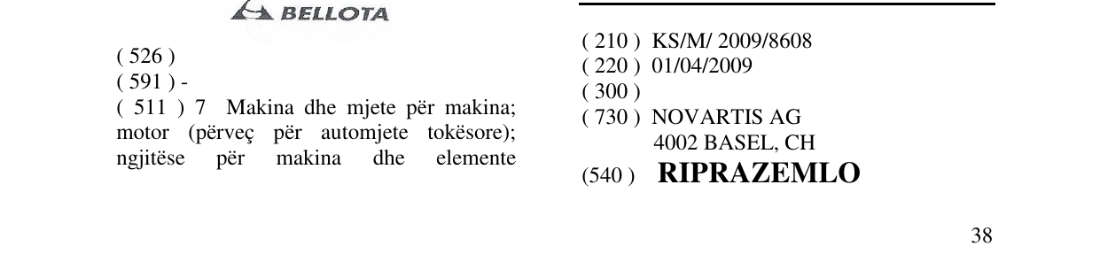 Zëri i markës RIPRAZEMLO në buletin
