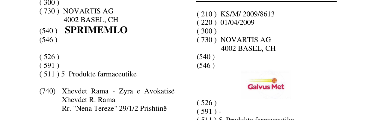 Zëri i markës Galvus Met në buletin