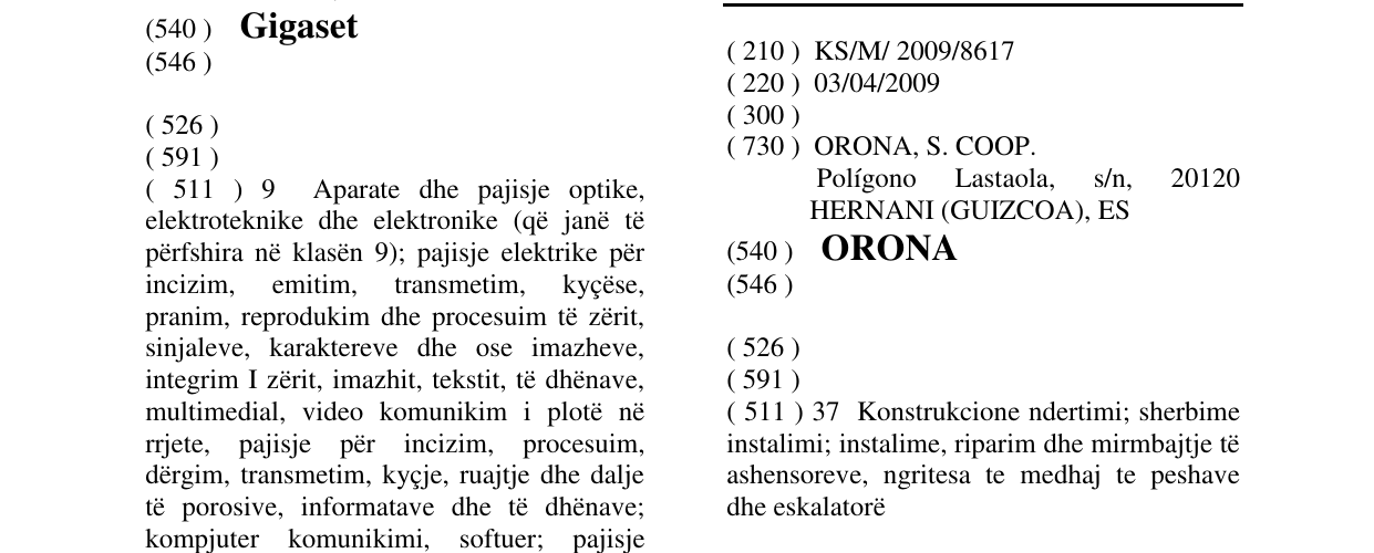Zëri i markës ORONA në buletin