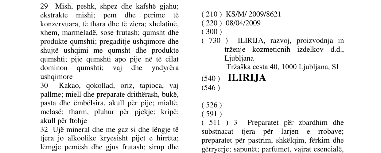 Zëri i markës ILIRIJA në buletin