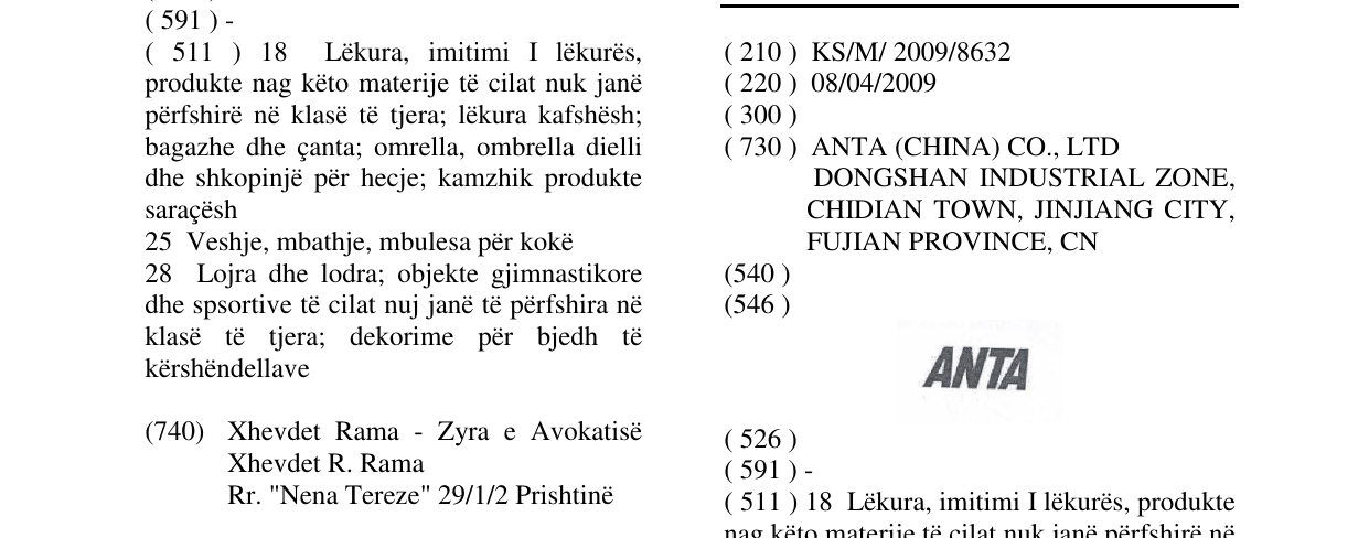 Zëri i markës ANTA në buletin