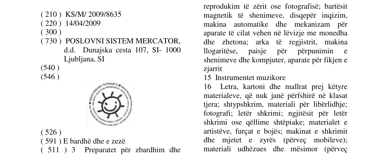 Zëri i markës Markë figurative në buletin