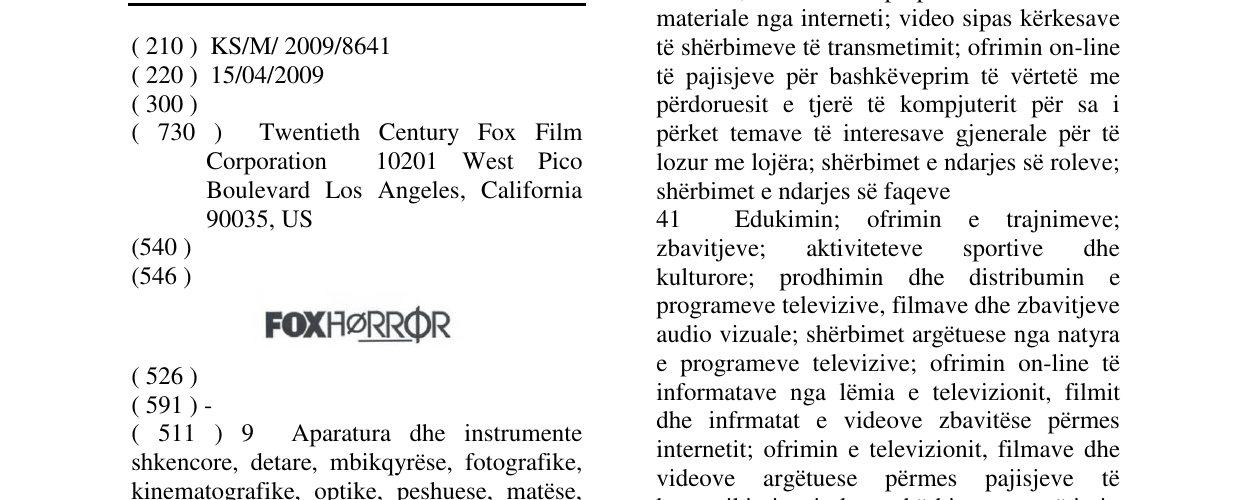 Zëri i markës FOX HORROR në buletin