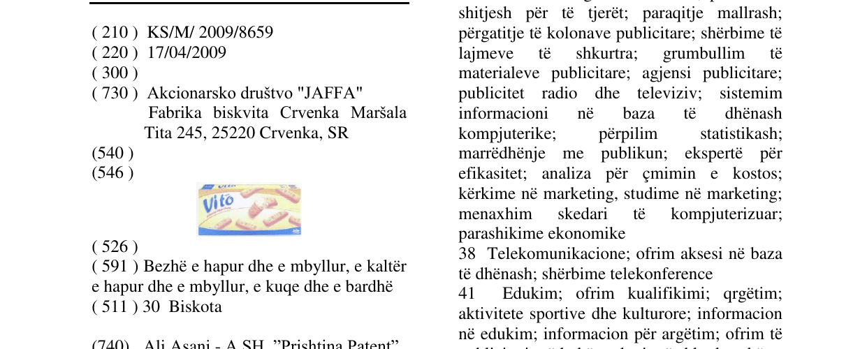 Zëri i markës Vito morate da probate në buletin