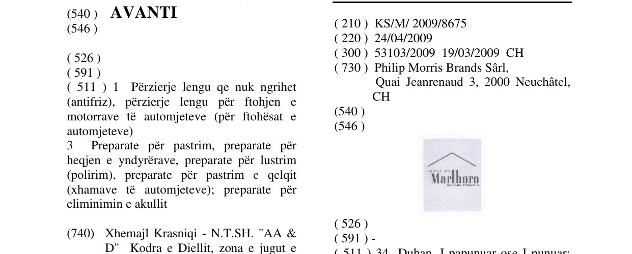Zëri i markës Marlboro në buletin