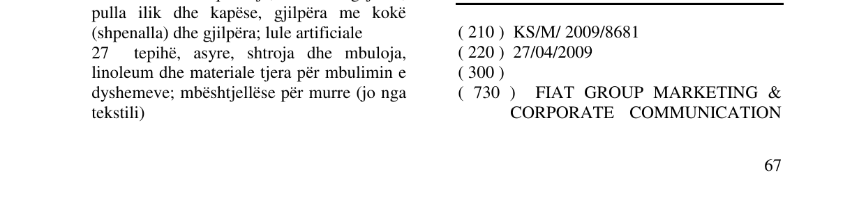 Zëri i markës FIAT në buletin