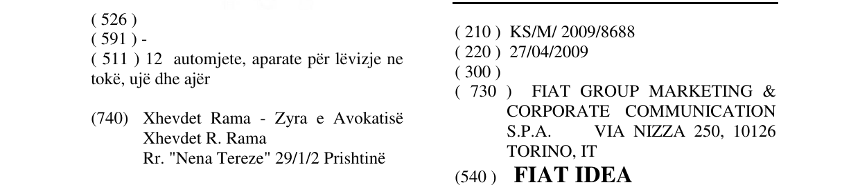 Zëri i markës FIAT IDEA në buletin