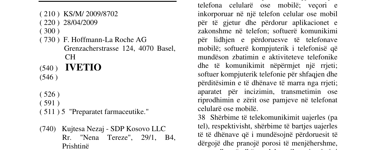 Zëri i markës IVETIO në buletin