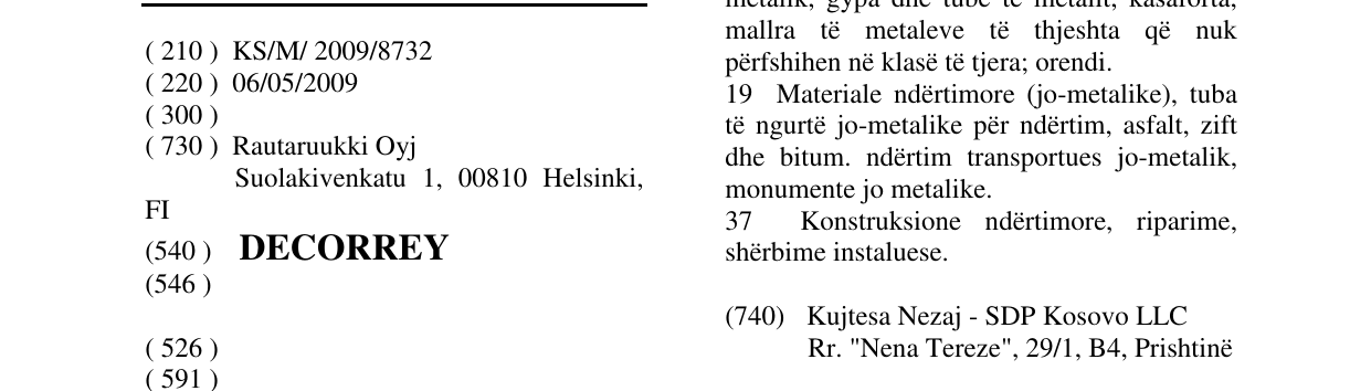 Zëri i markës DECORREY në buletin