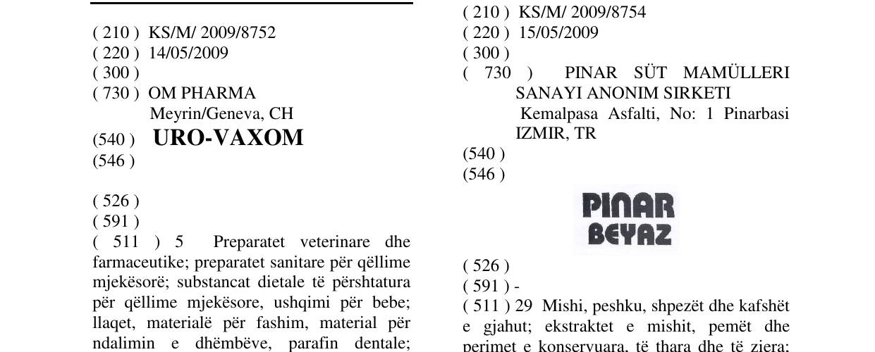 Zëri i markës URO-VAXOM në buletin