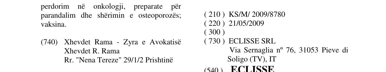 Zëri i markës ECLISSE në buletin