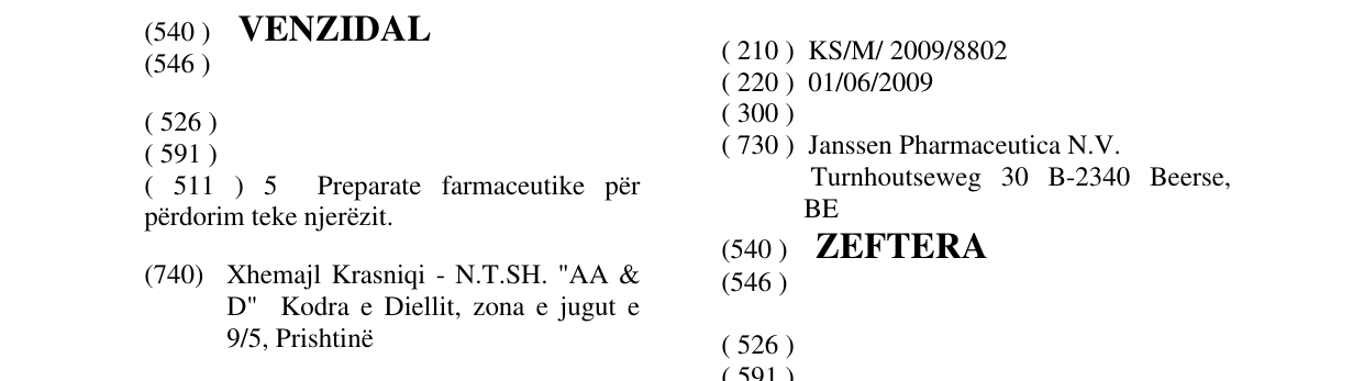 Zëri i markës ZEFTERA në buletin
