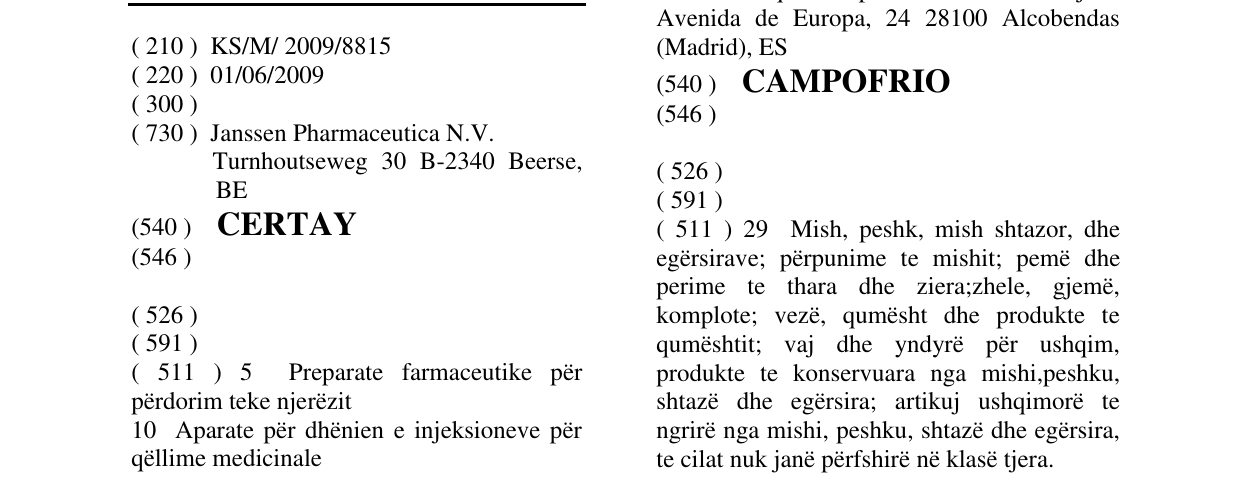 Zëri i markës CERTAY në buletin